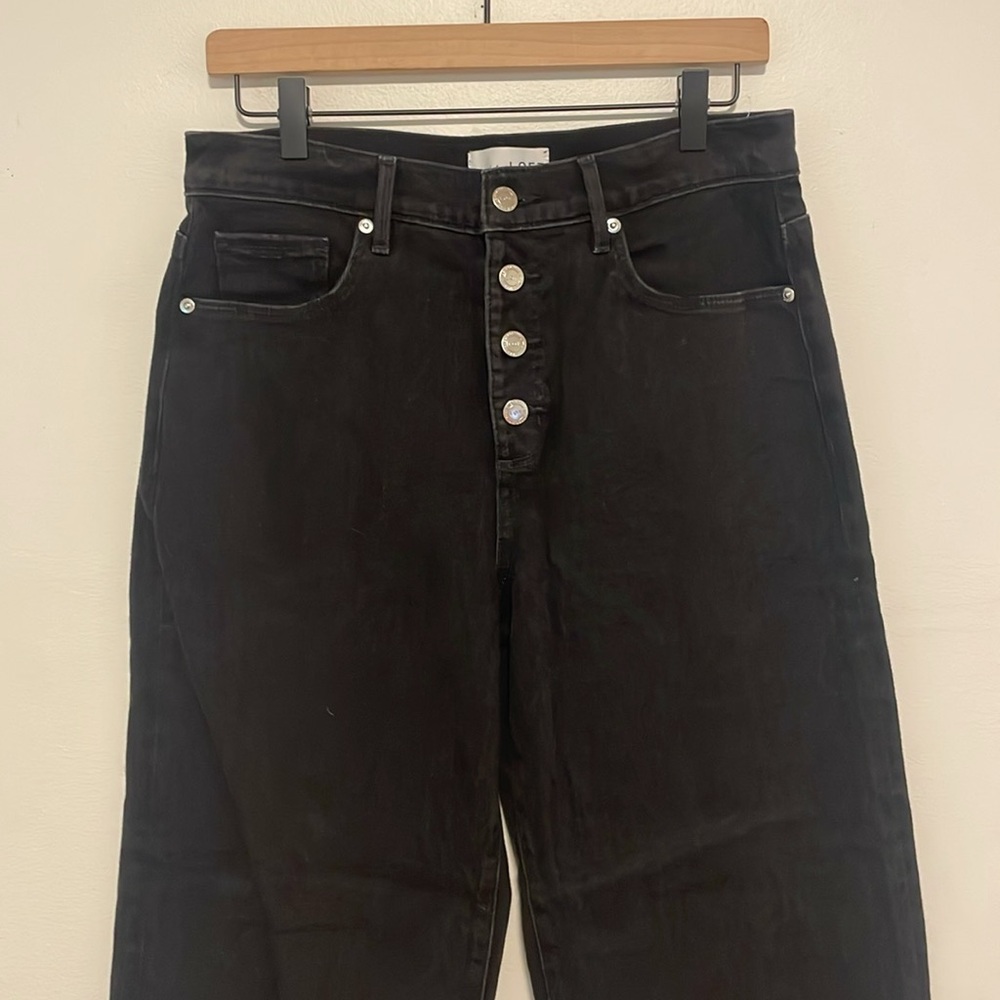 LOFT Size 29 / 8 Black High Waist Wide Leg Crop Jeans - Picture 4 of 7